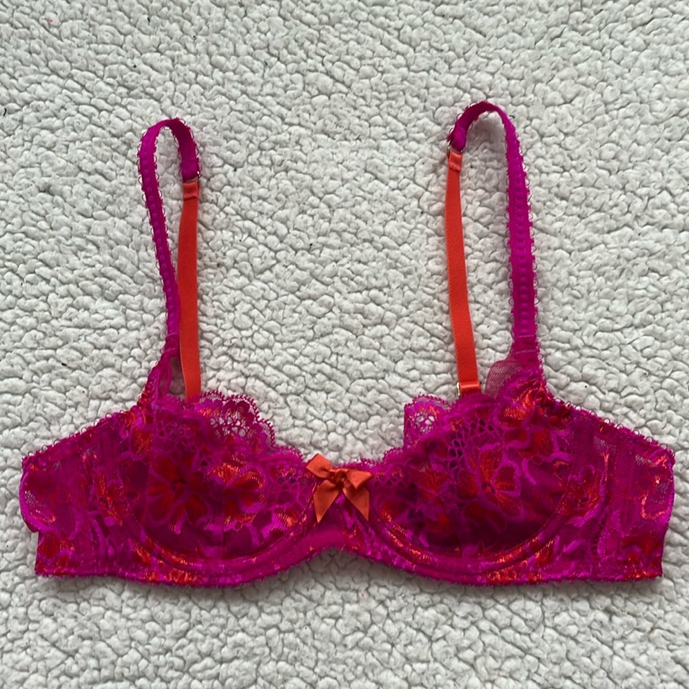 L’Agent pink and orange lace bra 34A
